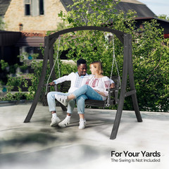 6.7FT Porch Swing Frame, 1000LBS Heavy Duty A-Frame Wooden Porch Swing Stand wit