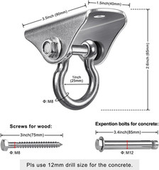 4Pack Stainless Steel Swing Hanger Ceiling Mount 1000 LB Capacity 180° Swing Swi