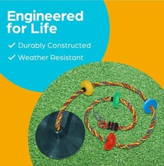 Tree Swing for Kids – Single Disc Seat and Rainbow Climbing Rope Set W/Carabiner