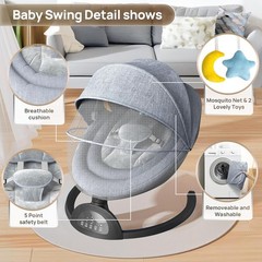 Baby Swings for Infants, Portable Baby Swing for Indoor and Outdoor, Bluetoot…