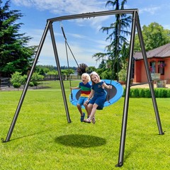 440lbs Swing Set for Backyard 40″ Saucer Swing with Metal Frame Outdoor Playset
