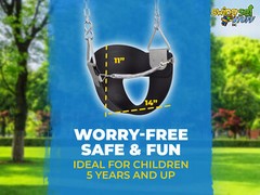 SWING SET STUFF HIGHBACK 1/2 BUCKET SEAT BLACK WITH CHAIN AND HOOKS outside 0046