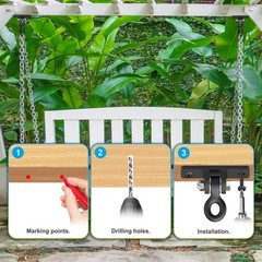 Heavy Duty Swing Hangers, Porch Swing Hanging Kit, Black Cast Iron Swing Hook…