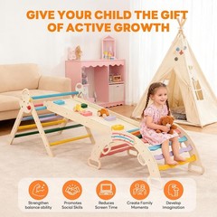 Toddler Climbing Toys and Play Structure Indoor,9-in-1Wooden Montessori Climbing