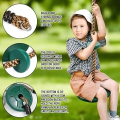 Tree Swing for Kids,Climbing Rope with Platforms,Disc Swing Seat Set Green