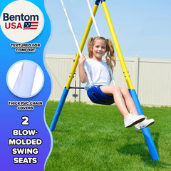 My First Metal Swing Set with Slide, 4 Kids Max, Blue, Yellow