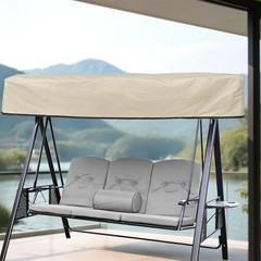Beige 3-Seat Porch Swing Canopy Replacement 64×45″ Waterproof Sunshade Cover