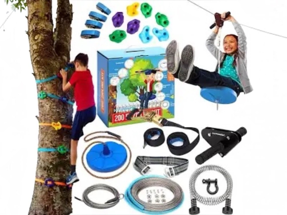Hyponix Zip Lines for Kids and Adults Outdoor up to 350 Lbs – 120 ft / 200 ft…