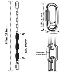 4 Stainless Steel Chains (Black 84″) Swing Chains, Heavy Duty Swing Hardware,…