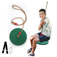 Rotating Disc Swing for Kids – 360° Swivel Seat, No Assembly, Dark Green