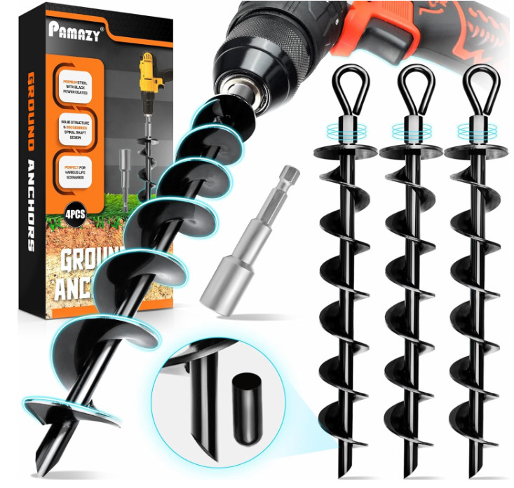 4 Pack Ground Anchors Nut Drill Bit, Ground Anchors Trampoline Swing Set Anchors