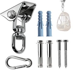 Hammock Hanging Kit with 360° Swivel Hook, Includes Mounting Hardware for Ind…