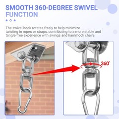 Hammock Hanging Kit with 360° Swivel Hook, Includes Mounting Hardware for Ind…