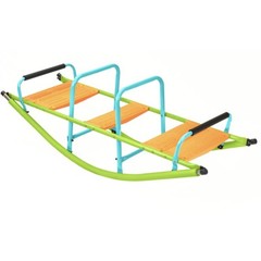 Kids Seesaw Plastic Seat Playground Rocker Outdoor Steel Tube for Age 3+ Blue