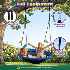 Deluxe Blue Tree Swing with Comfort Pillow, 900lbs Capacity for Kids & Family