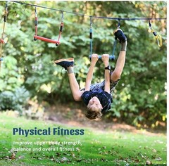 Warrior Obstacle Course for Kids, 2×56ft Slackline Kit with 8 Ninja Accessories