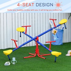 Metal Seesaw for Kids Outdoor Teeter Totter 4 Seat Backyard Playground Equipment
