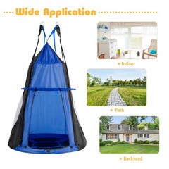 Goplus 40″ Kids Hanging Chair Swing Tent Set Hammock Nest Pod Seat Blue
