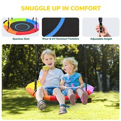 700lbs Large Metal Swing Set with 3 Swings Heavy Duty Frame Outdoor Kids Playset