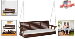 Rustic 880 LBS Wooden Porch Swing – Comfortable & Ergonomic Design for Outdoors