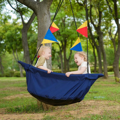 Large Platform 53” RPET Boat-Shaped Swing, Canoe Tree Swing for Kids, Eco-Frien