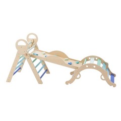 Uimoso 9-in-1 Toddler Climbing Set with Wooden Cars – Blue