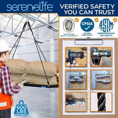 SereneLife 67 in Oval Platform Swing w/ Hang Kit Indoor/Outdoor (Black)