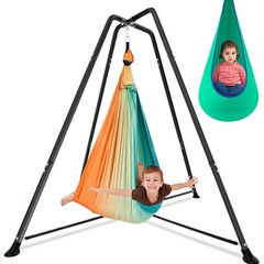Sensory Swing Stand Frame with Pod Chair and Swing Set Kid Heavy Duty Metal S…