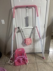 Yozoia 2-in-1 Toddler Baby Swing Set, Indoor/Outdoor Pink w/ Baby Seat