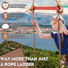 Simgoing Climbing Rope Ninja Ladder for Kids, Indoor & 11.8 Inch Red,blue,green