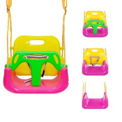 3-in-1 Convertible Kids Swing Seat with Detachable High-Back Support, Secure …