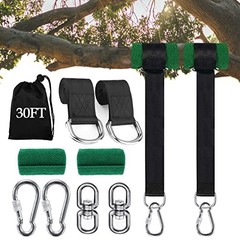Tree Swing Hanging Straps Kit (Set of 2) – 3FT/8FT/10FT/20FT/Heavy 30FT Black