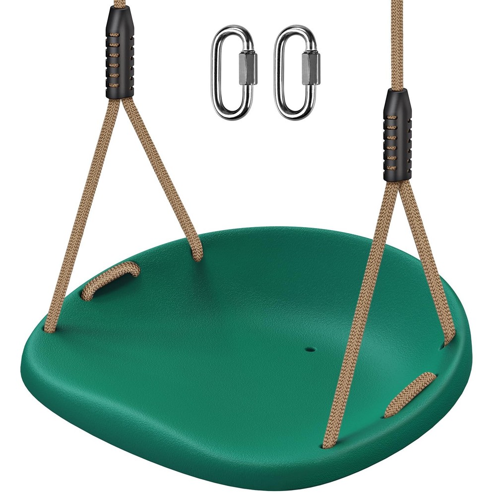 Heavy Duty Swing Seat with Wider Seats & Adjustable Rope and Carabiners, Non-…