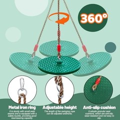 Rotating Disc Swing for Kids – 360° Swivel Seat, No Assembly, Dark Green