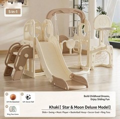 5 In 1 Toddler Slide Kids Climber Playset w/ Basketball Hoop Indoor Outdoor