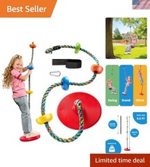 Single Disc Tree Swing for Kids – Durable Rainbow Climbing Rope & Carabiner