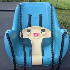 Step2 Toddler Bucket Swing Blue Outdoor Playground Seat w/ Safety Harness & Rope