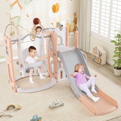 7-in-1 Toddler Slide & Swing Set Indoor Playground for Kids Age 1-3 Years Old
