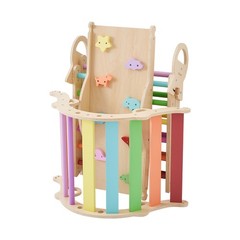 VEVOR Pikler Triangle Set 9-in-1 Toddler Climbing Toys with Xylophone Rainbow