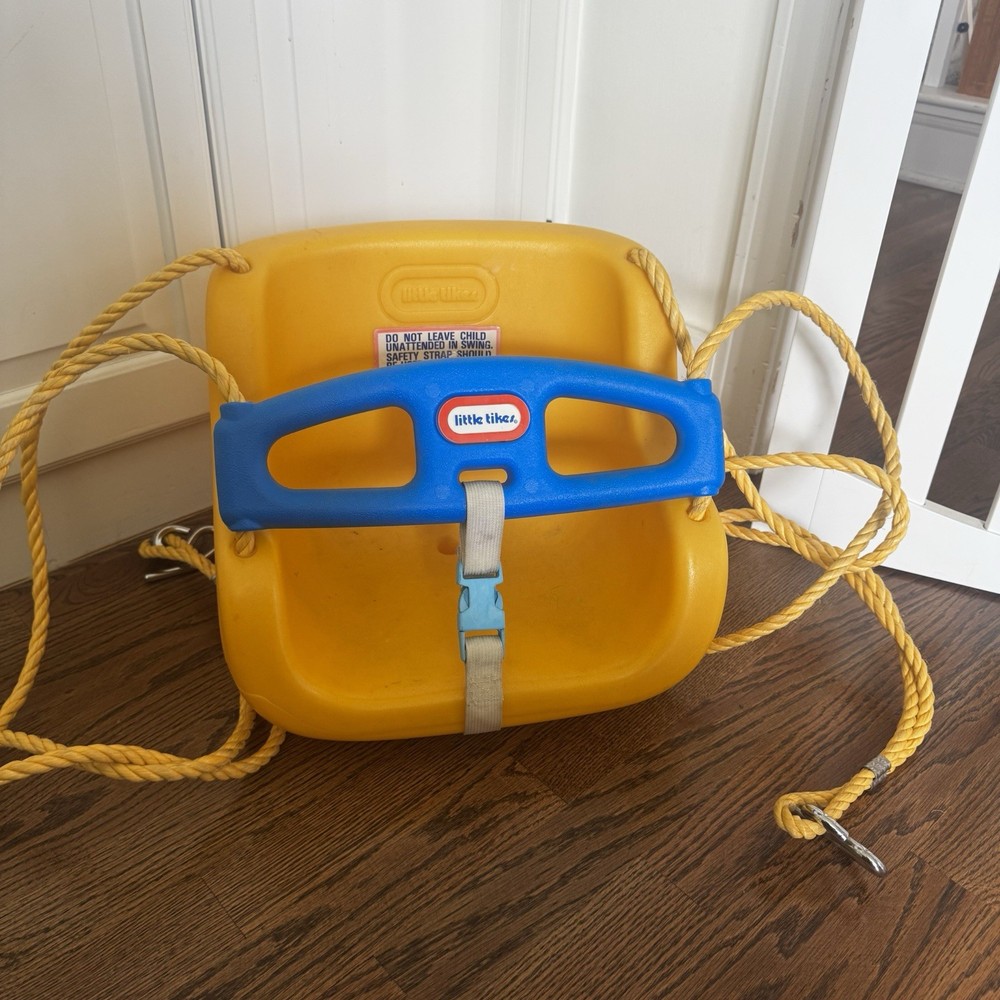 Little Tikes Vintage 1983 Toddler Swing Seat Yellow & Blue with Safety Belt