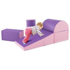 5-Piece Kids Climb Crawl Activity Playset Purple Indoor Foam Block Safe Soft