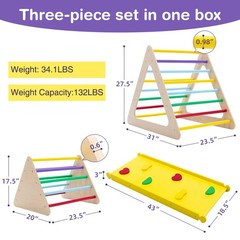 Wonline 3 in 1 Triangle Climber with Ramp Wooden Toddler Climbing Triangle Toys