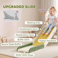 Qaba Foldable 5 in 1 Toddler Slide with Climber, Basketball Hoop, Storage