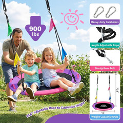 43 Inch Tree Swing, 900Lbs Weight Capacity Saucer Swing Sets for Kids & Adults,