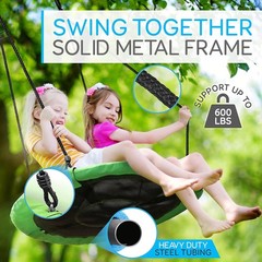 SereneLife Saucer Swing with Tree Hang Kit, 40” Outdoor 40″ Saucer, Green