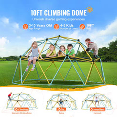 Climbing Dome, for Kids 3 to 10 Years Old, 10 Ft. Geometric Dome Climber , Jungl