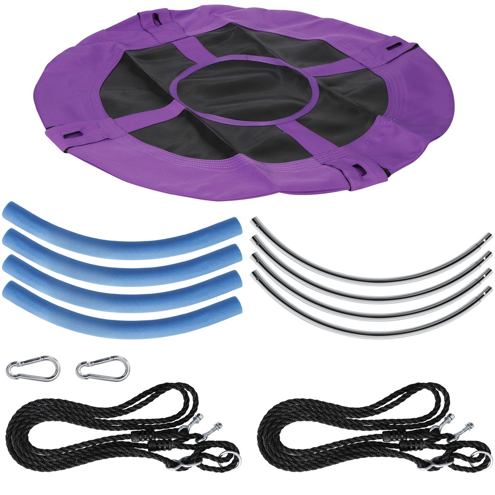 Tree Swing Set Saucer Swing Seat for Kids Backyard Outdoor Children Purple 40″