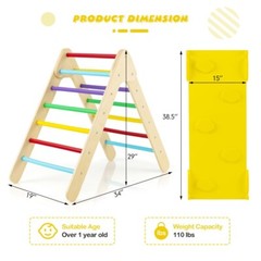 3-in-1 Wooden Climbing Triangle Set Adjustable Ramp Gift Kids With Sliding Board