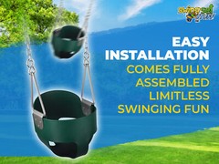SWING SET STUFF HIGHBACK FULL BUCKET SEAT GREEN WITH CHAINS AND HOOKS play 0050