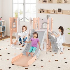 7-in-1 Toddler Slide & Swing Set Indoor Playground for Kids Age 1-3 Years Old